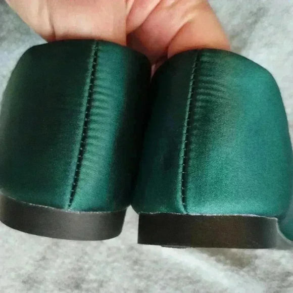 Green Satin Basket flat shoes sz eu 42 us 9.5 medium whide - Picture 7 of 9